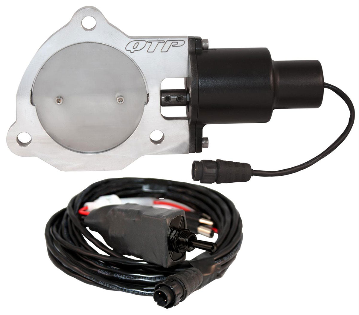 3-1/2" Single Electric Exhaust Cutout Kit
Includes Electric Valve, Toggle Switch & Wiring