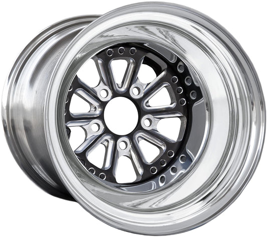 Hammer 15" x 8" Wheel, Polished with Black Eclipse Prism Finish Centre
5 x 4.50" Bolt Circle with 5.5" Backspace