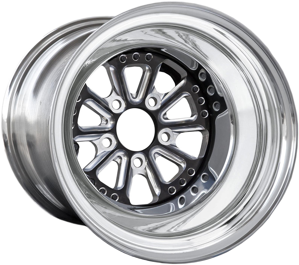 Hammer 15" x 8" Wheel, Polished with Black Eclipse Prism Finish Centre
5 x 4.75" Bolt Circle with 5.5" Backspace