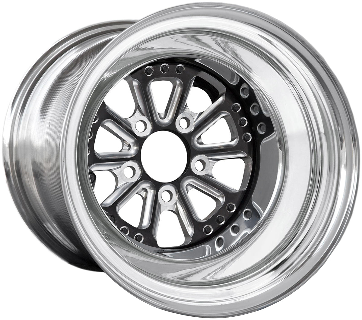 Hammer 15" x 8.5" Wheel, Polished with Black Eclipse Finish Centre
5 x 4.75" Bolt Circle with 4" Backspace