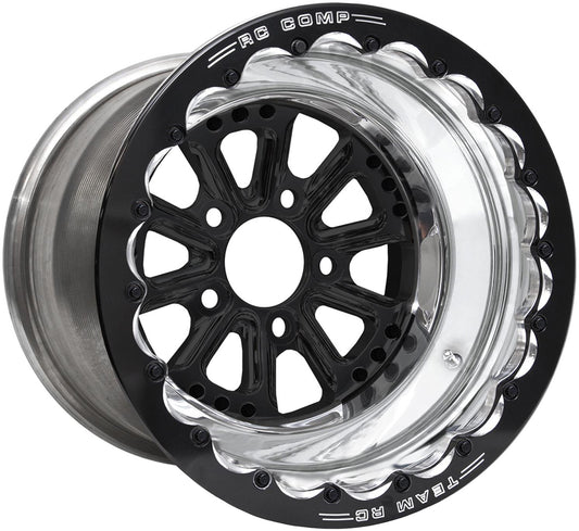 Hammer 15" x 10" Wheel, Polished with Black Centre, Single Beadlock
5 x 4.50" Bolt Circle with 4" Backspace