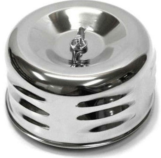 Chrome Steel Air Cleaner with Paper Element & Raised Base 4" x 2-7/8"
Fits 1bbl or 2bbl with 2-5/8" Neck, Louvered Finish