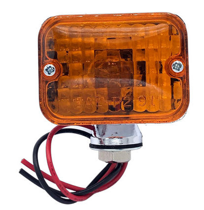 Chrome Small Turn Signal Light with Amber Lens  Single Filament Bulb 1-3/4" W x 1-1/8" H x 1-5/8" D