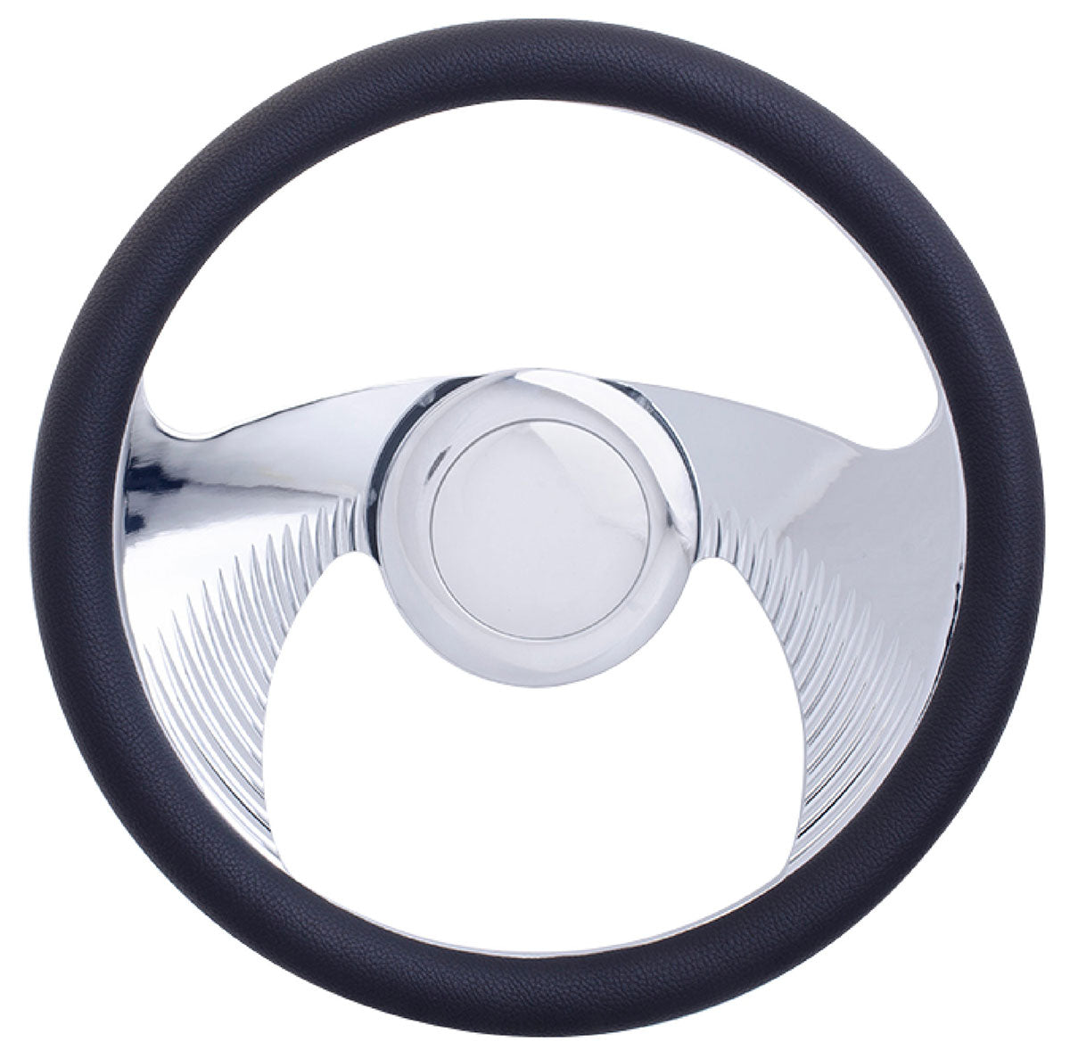 14" Wings Style Aluminium Steering Wheel (Chrome)
With Leather Grip (Horn Button Not Included)