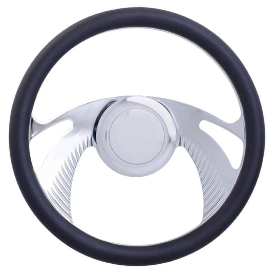 14" Boomerang Aluminium Steering Wheel (Chrome)
With Leather Grip (Horn Button Not Included)