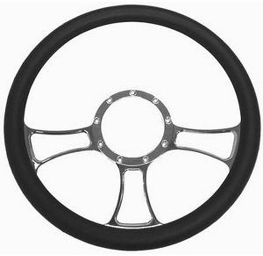 14" Trinity Aluminium Steering Wheel (Chrome)
With Leather Grip (Horn Button Not Included)