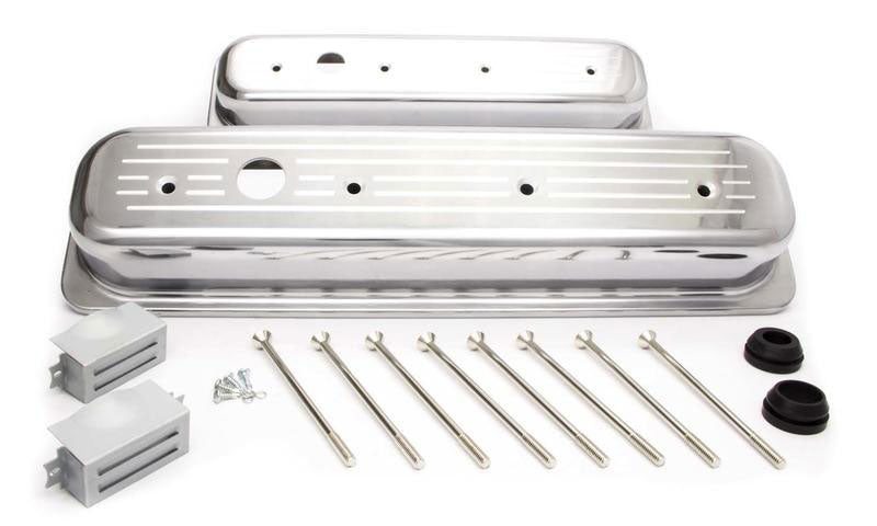 Ball-Milled Aluminium Center Bolt Valve Covers Short Profile (Polished)  Small Block Chev (1987-97)