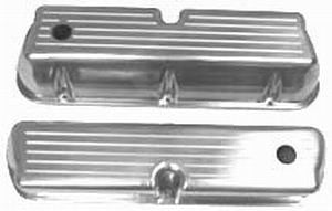 Aluminium "Tall" Valve Covers (Baffled) with Breather Hole, Polished Ball Milled Finish
Fits 1962-85 S/B Ford 289, 302, 351W & 5.0L