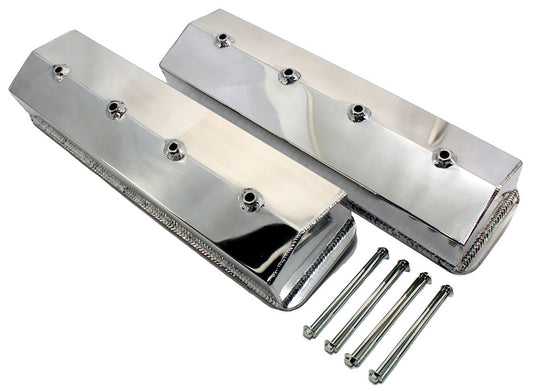 Polished Aluminium Tall (3-3/4") Fabricated Valve Cover "Without Hole"
Fits 1987-up Center Bolt S/B Chev 305-350, Includes Hardware