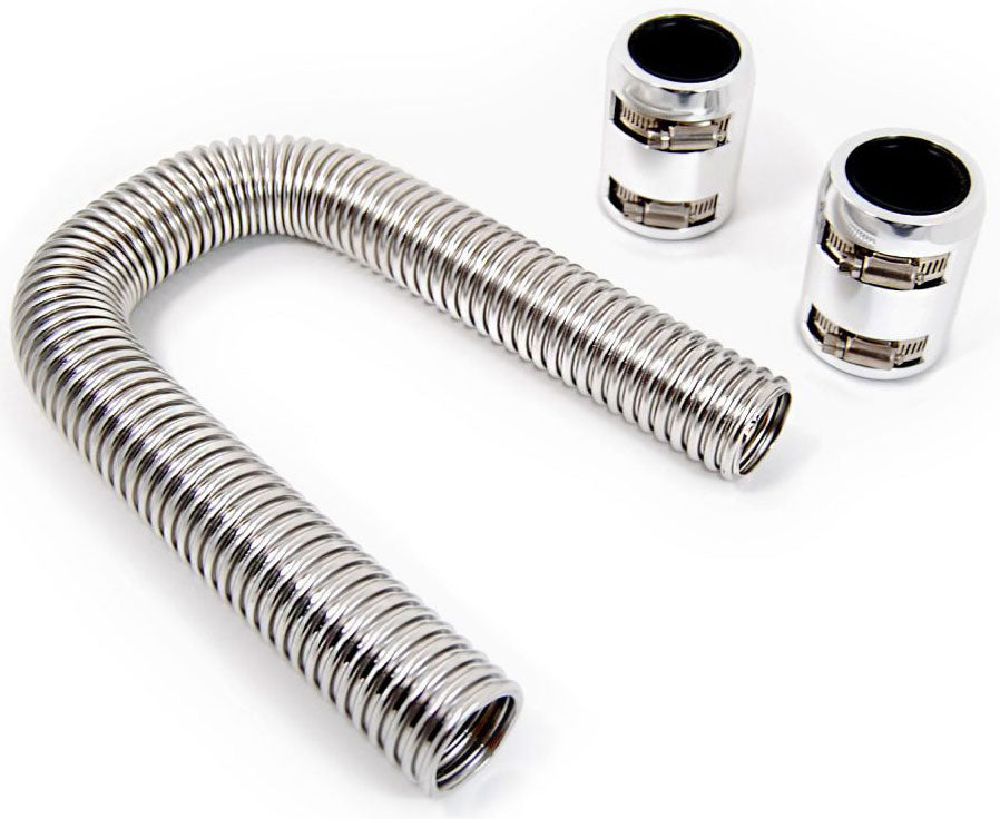 Stainless Steel Radiator Hose Kit, 12" Hose Length with Polished End Caps