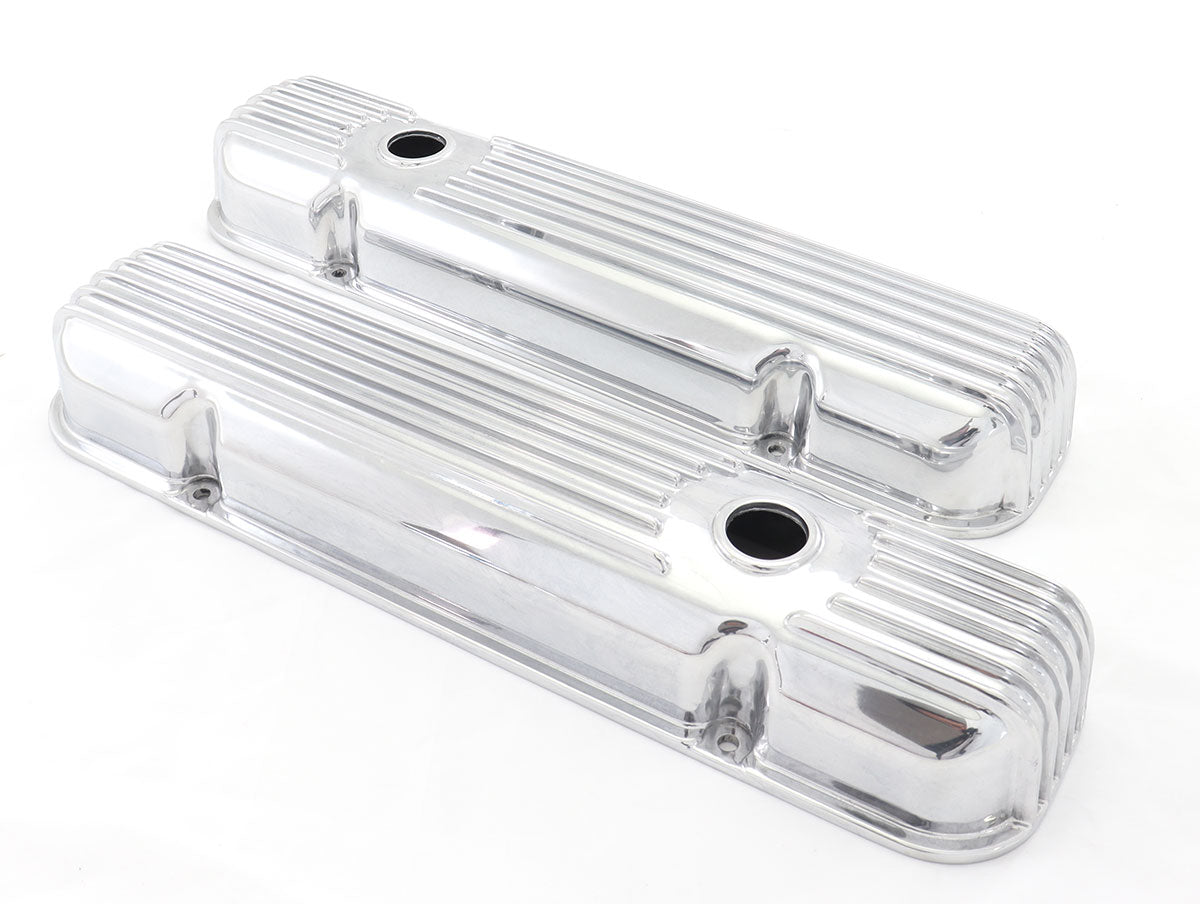 Polished Aluminium Valve Cover, Finned Style  Fits Pontiac 325-455