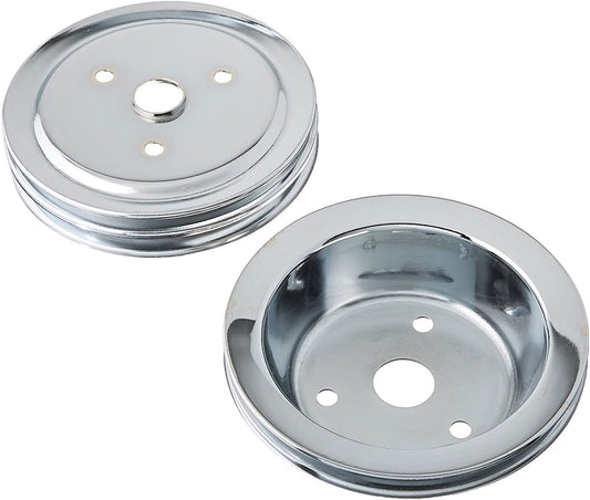 Chrome Steel Crankshaft Lower Pulley Triple Groove, 7.30" Dia, 1.75" Bolt Circle
Fits 1955-68 S/B Chev with Short Water