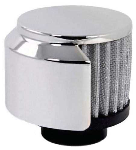 Chrome Steel Clamp-on Open Filter Breather with Shield, 3" Tall
Fits Valve Covers with 1-1/2" Diameter Tubes