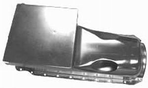 Zinc Steel Drag Race Oil Pan, 8-1/4" Deep with 1 Trap Door (Dipstick on Drivers side)
Fits 1965-86 B/B Chev 396-454