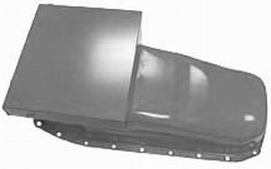 Orange Steel Drag Race Oil Pan, 8-1/4" Deep with 1 Trap Door (Dipstick on Drivers side)
Fits 1980-85 S/B Chev 283-350