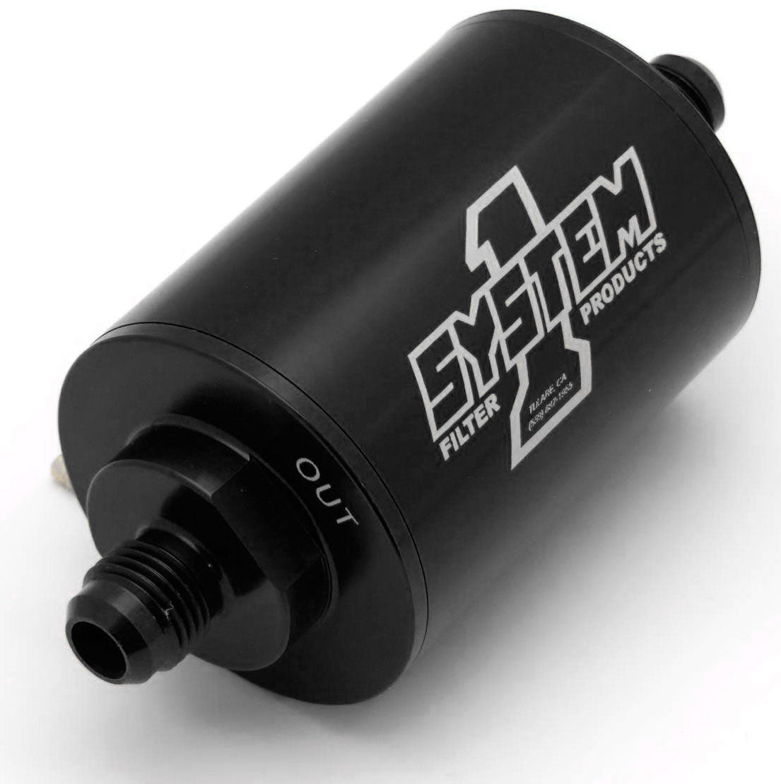 Short Inline Billet Fuel Filter, Black
-8AN Ends, 4" Long,2" Diameter. 35 Micron Element