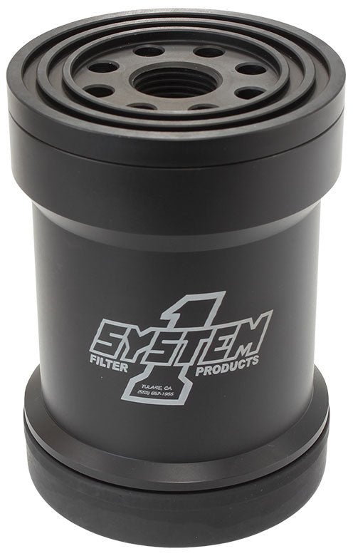 Spin On Billet Oil Filter - Black Anodized
5-3/4" Long x 3-3/4" Diameter With 45 Micron S/S Filter & Metric Threads Inserts