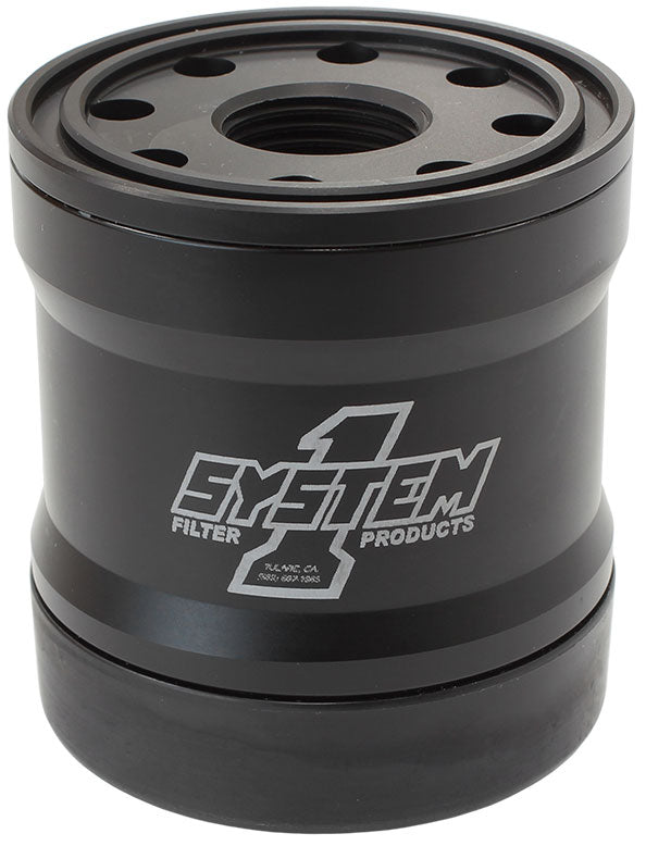 Spin On Oil Filter 3" Long Black Anodized with Metric Threads
3-3/4" Diameter With 35 Micron S/S Filter