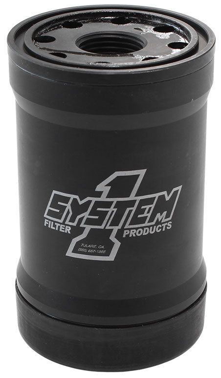 Spin On Oil Filter 5-1/4" Long Black Anodized with Metric Threads
3" Diameter With 35 Micron S/S Filter