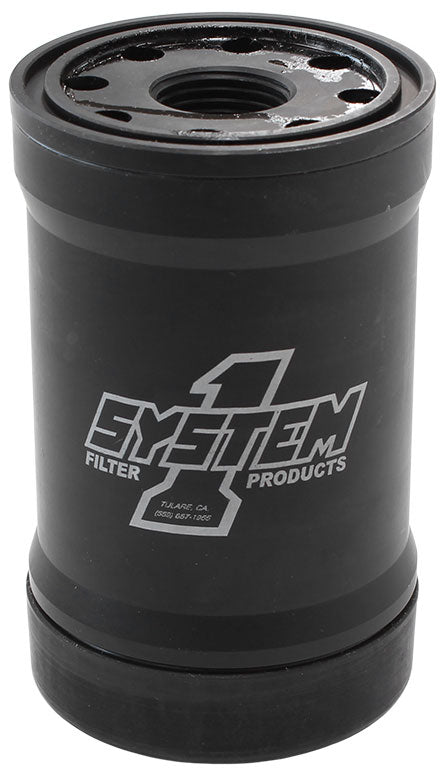 Spin On Oil Filter 5-1/4" Long Black Anodized with Universal Threads
3" Diameter With 35 Micron S/S Filter