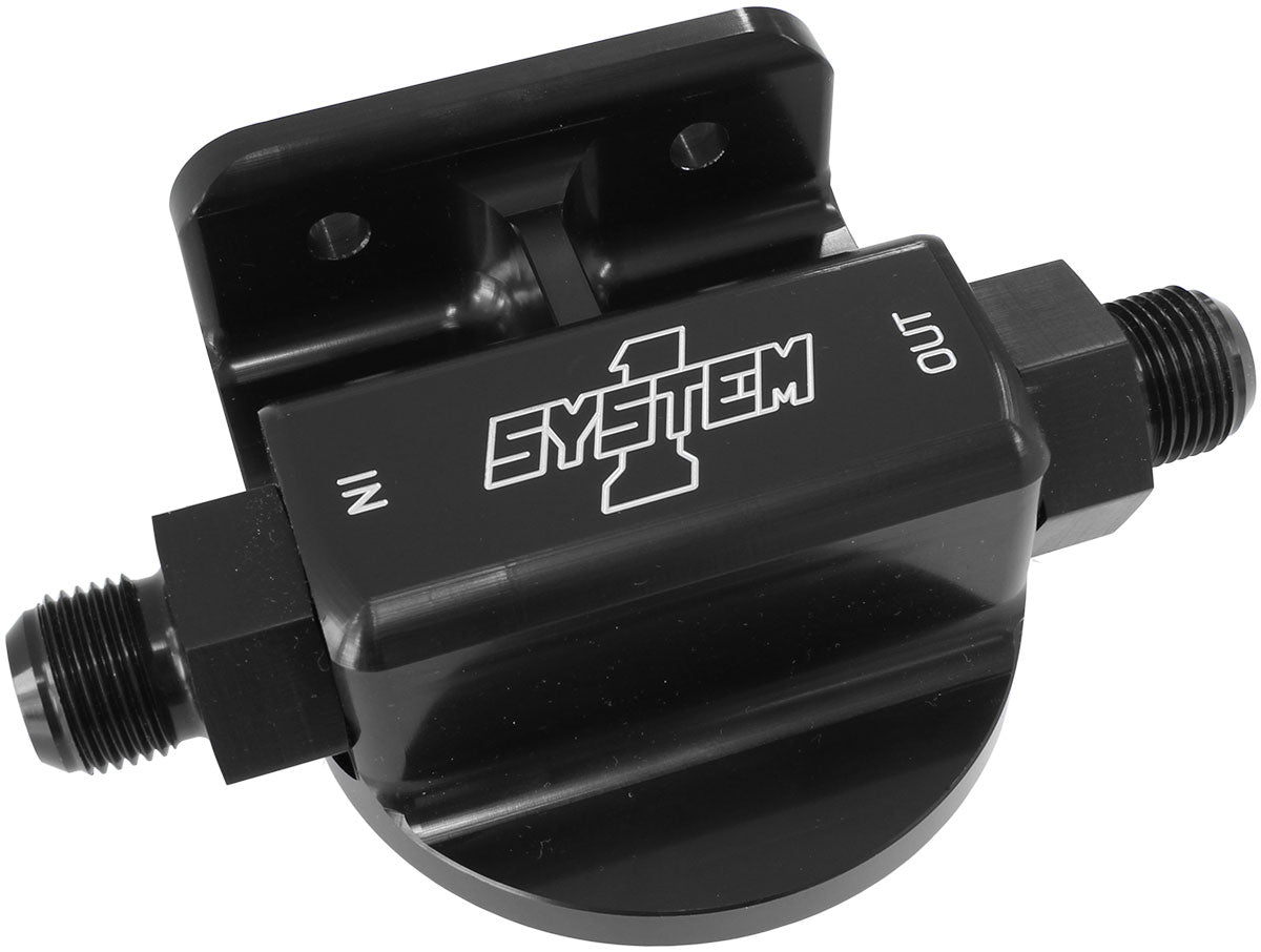 Remote Billet Filter Mount, Black
Suit 2-Bolt Flat SurfaceMount with -10AN L/H Inlet