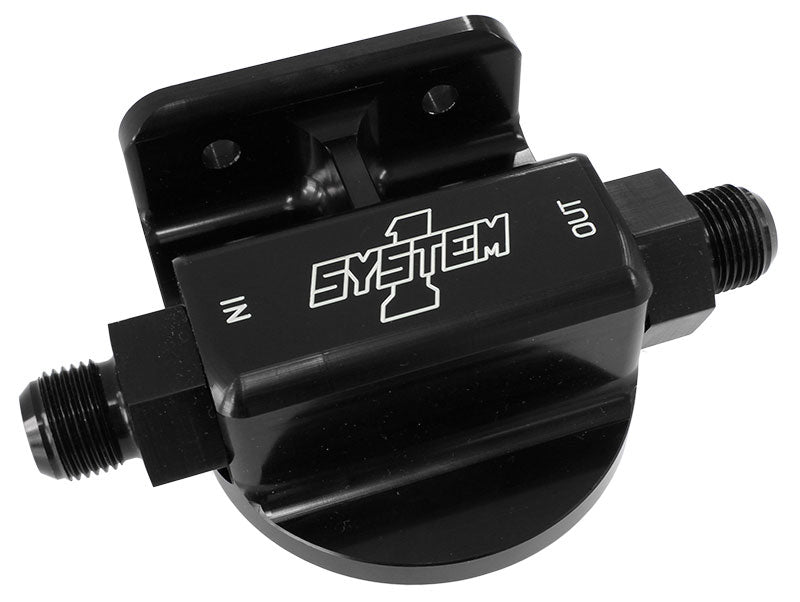 Billet Remote Filter Mount LH Port Entry Mount -12, Black