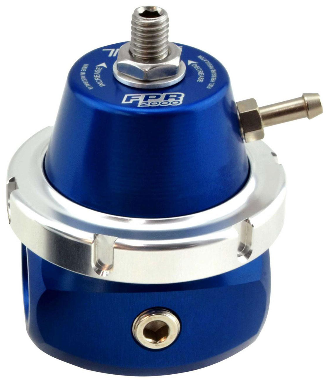 EFI Fuel Pressure Regulator (2000 HP)
Blue With -8 AN Inlet & Outlet, & 1/8" NPT Gauge Port