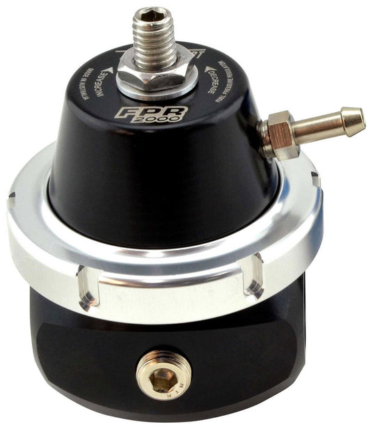 EFI Fuel Pressure Regulator (2000 HP)
Black With -8 AN Inlet & Outlet, & 1/8" NPT Gauge Port