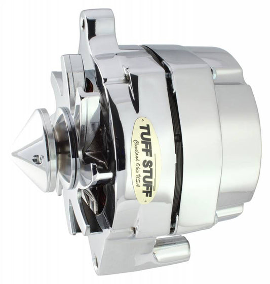 Chrome Smooth "Silver Bullet" Ford Alternator
100 AMP, 1 Wire, Internal Regulator, Single V Groove Pulley