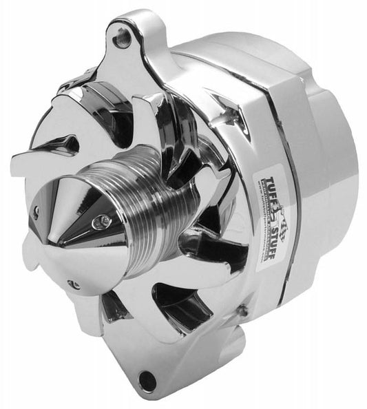 Chrome Smooth "Silver Bullet" Ford Alternator
100 AMP, 1 Wire, Internal Regulator, serpentine 6 GroovePulley