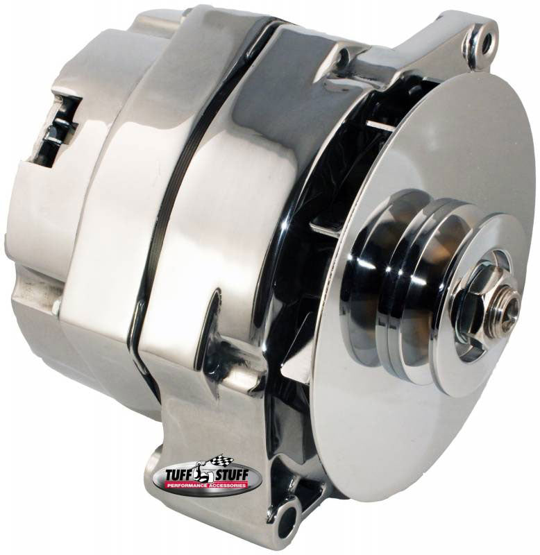 Chrome GM 10DN Style Alternator
100 AMP, OEM Wire, External Regulator, Single V Groove Pulley