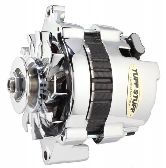 Chrome GM Mini Alternator
120 Amp, 1-Wire, Single V-Groove Pulley, Back Terminal