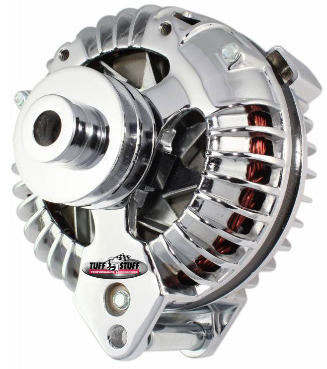 Chrome Chrysler Alternator
60 AMP, 1 Wire, Internal Regulator, Dual V Groove Pulley