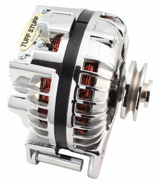 Chrome Chrysler Alternator
100 AMP, 1 Wire, Internal Regulator, Single V Groove Pulley