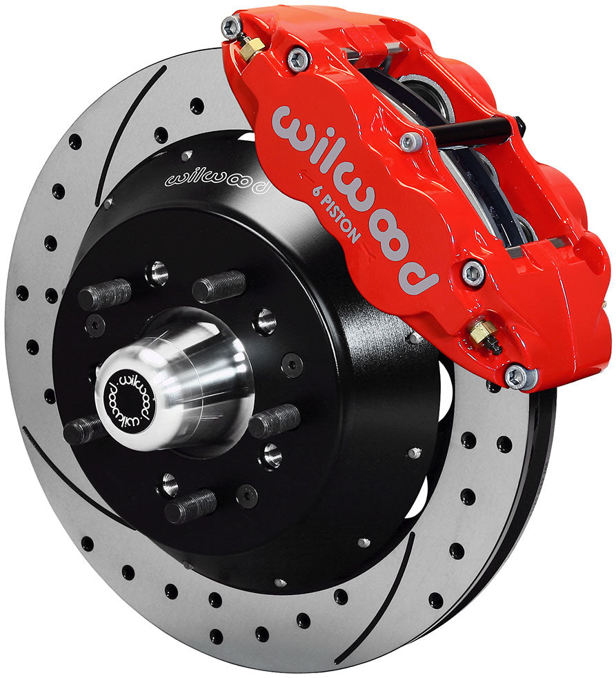 Forged Narrow Superlite 6R Dust Seal Big Brake Front Kit
14.00" Drilled & Slotted Rotors, Red Calipers. Suits Wilwood Pro Spindles