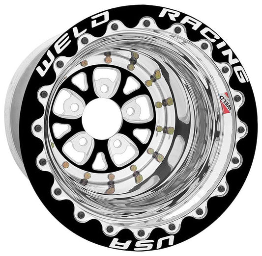 V-Series 15 x 10" Wheel, Black Center, Double Beadlock for M/T
5 x 4.5" Bolt Circle with 5" Backspace