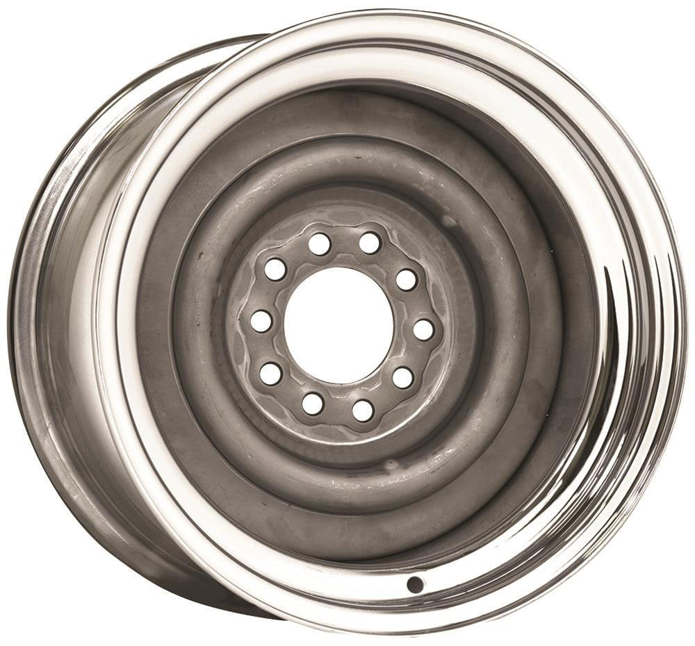 Chrome Outer, Grey Primer Center Smoothie Steel Rim 15 x 10"
4-1/2 & 4-3/4" Bolt Circle With 4-1/2" Back Space