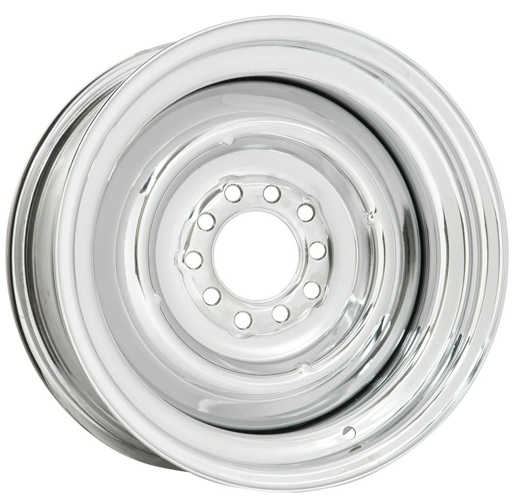 Full Chrome Solid Steel Rim 15 x 5" 4-1/2 & 4-3/4" Bolt Circle With 3-1/4" Back Space