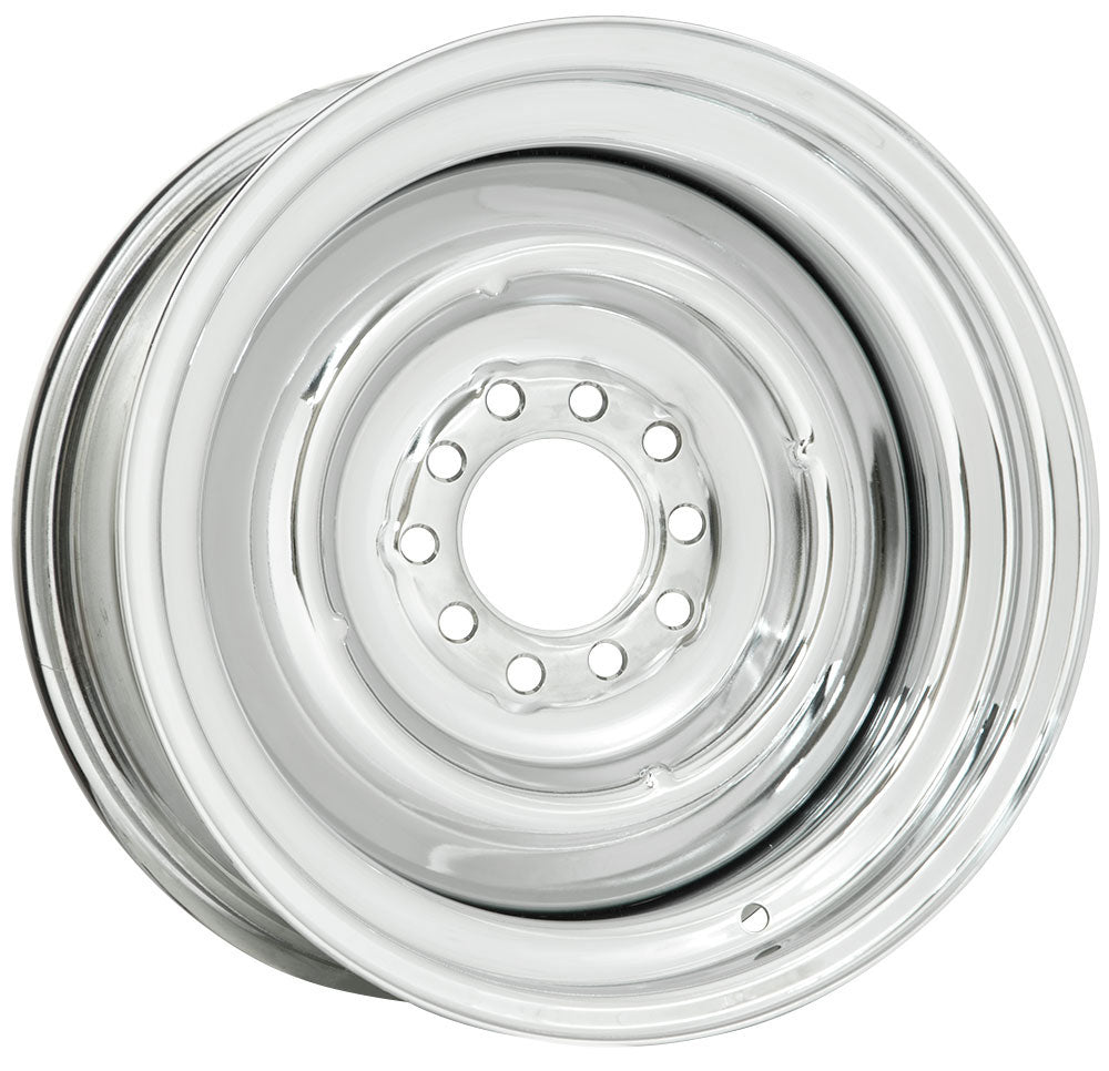 Full Chrome Solid Steel Rim 15 x 6"
4-1/2 & 4-3/4" Bolt Circle With 4" Back Space