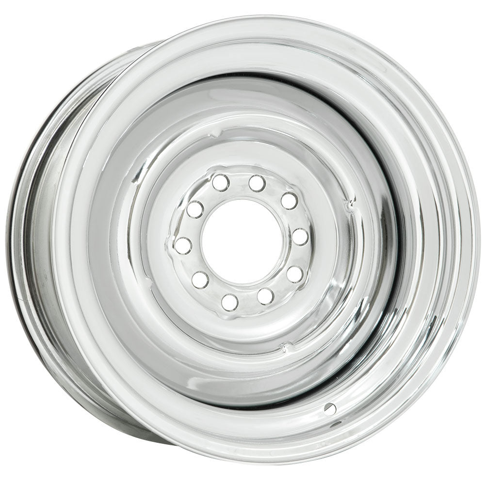 Full Chrome Solid Steel Rim 15 x 8" 4-1/2 & 4-3/4" Bolt Circle With 4-1/2" Back Space