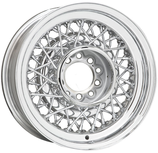 Chrome Street Rod Wire Rim 15 x 8"
4-1/2 & 4-3/4" Bolt Circle With 4-1/4" Back Space