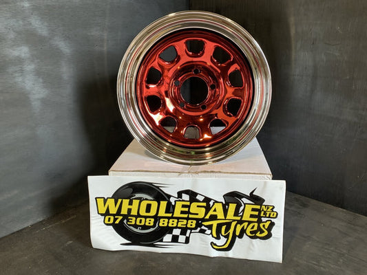 WHEEL STEEL 15" X 7" FORD 5 STUD X 114.3 RED CHROME