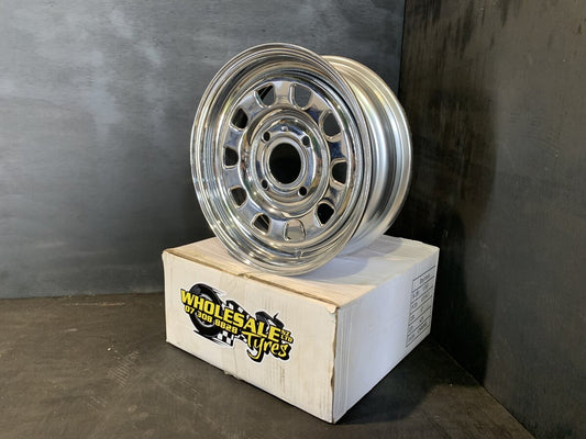 WHEEL STEEL 13" X 5" MINISTOCK 4 STUD X 114.3 CHROME +0 OFFSET